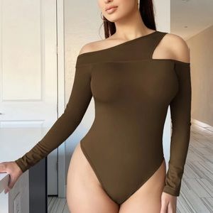 Asymmetrical Neck Cut Out Shoulder Bodysuit